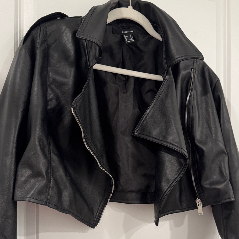 Black Faux Leather Jacket - Picture 2 of 5